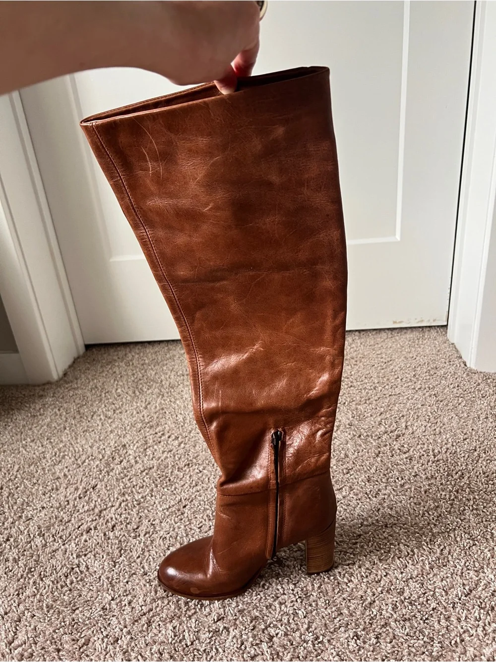 Free People Chestnut Brown Over-the-Knee Leather Boots